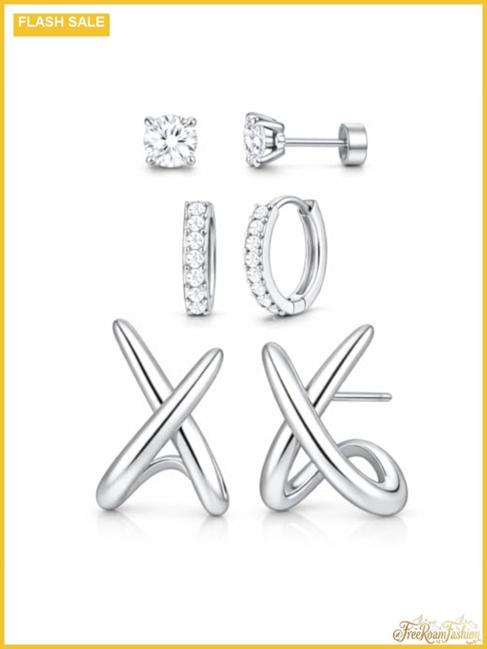 3 Pairs Hypoallergenic Dainty Stud Huggie Hoop Earrings Set for Women Multiple